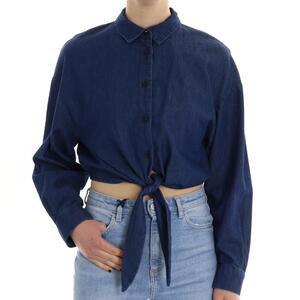 CAMICIA CROP BLU